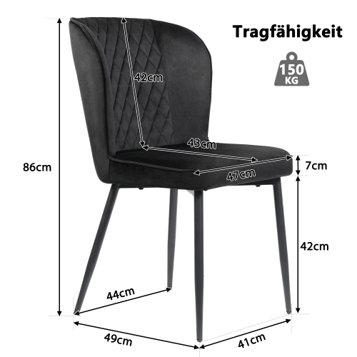 Samtgepolsterter Stuhl Designerstuhl mit Rückenlehne-OKWISH