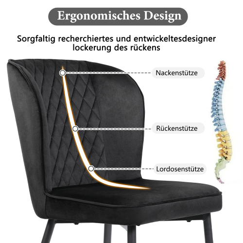 Samtgepolsterter Stuhl Designerstuhl mit Rückenlehne-OKWISH