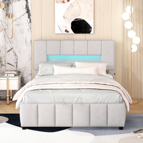 Modernes Doppelbett mit gepolstertem Bettrahmen-OKWISH