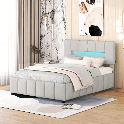 Modernes Doppelbett mit gepolstertem Bettrahmen-OKWISH