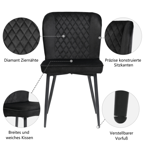 Samtgepolsterter Stuhl Designerstuhl mit Rückenlehne-OKWISH