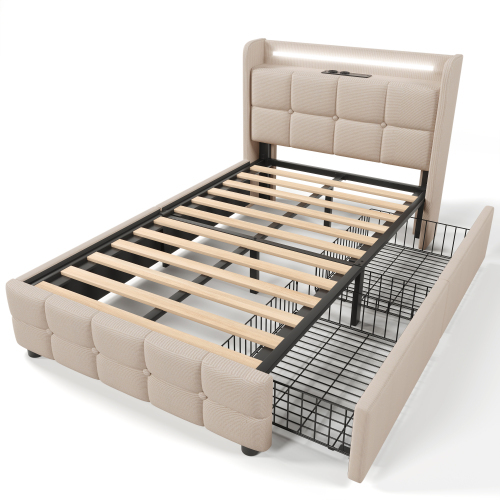Multifunktionales gepolstertes Doppelbett-OKWISH