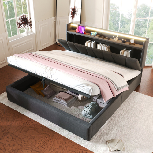 Gepolstertes Doppelbett mit Holzlattenrahmen-OKWISH