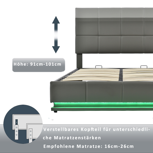 Metalllattenrost und Bettkasten-Polsterbett-OKWISH