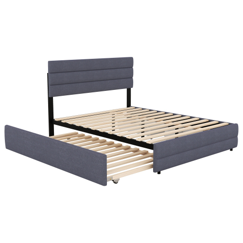 140 x 200 Plattformbett mit Räummaschine für zwei Personen und zwei Schubladen