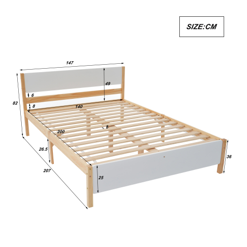 Bett für Erwachsene mit Rahmen aus Kiefernholz-OKWISH
