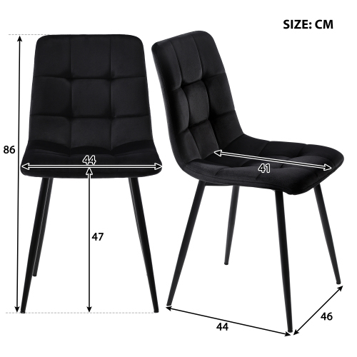 Schwarz Esstisch mit 4 Stühlen Set,Moderne Küche Esstisch Set, Schwarz Samt Esszimmerstühle