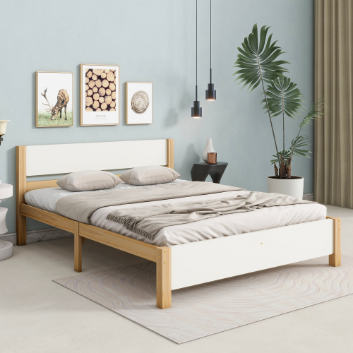 Bett für Erwachsene mit Rahmen aus Kiefernholz-OKWISH
