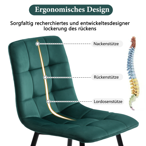 Schwarz Esstisch mit 4 Stühlen Set,Moderne Küche Esstisch Set, dunkelgrüner Samt Esszimmerstühle