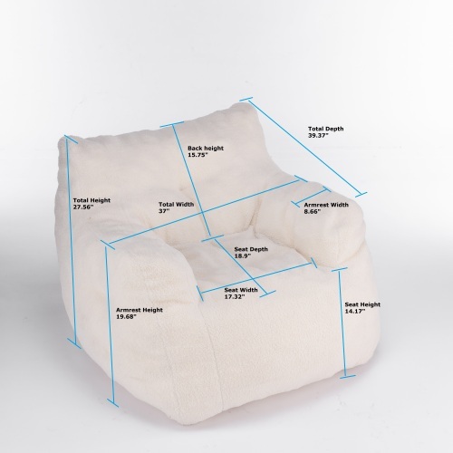 Soft Tufted Foam Bean Bag Chair With Teddy Fabric