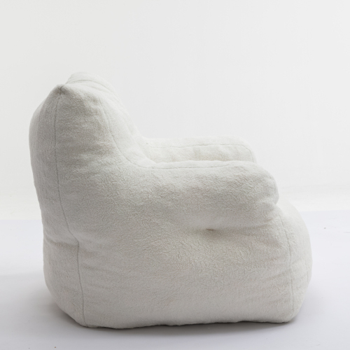 Soft Tufted Foam Bean Bag Chair With Teddy Fabric