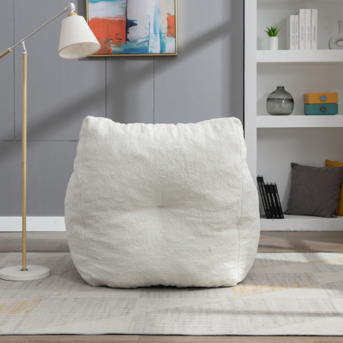 Soft Tufted Foam Bean Bag Chair With Teddy Fabric