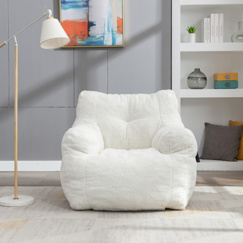 Soft Tufted Foam Bean Bag Chair With Teddy Fabric