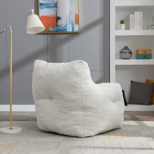 Soft Tufted Foam Bean Bag Chair With Teddy Fabric