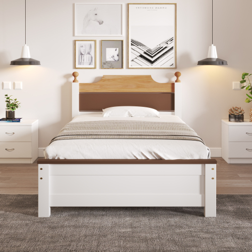 Doppelbett mit Rahmen aus Kiefernholz-OKWISH