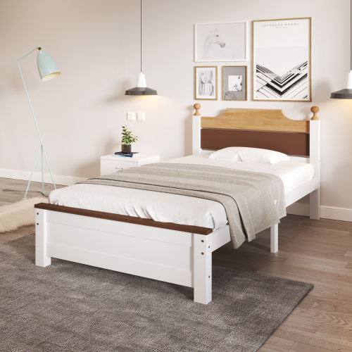 Doppelbett mit Rahmen aus Kiefernholz-OKWISH