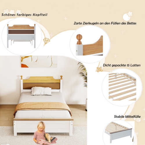 Doppelbett mit Rahmen aus Kiefernholz-OKWISH