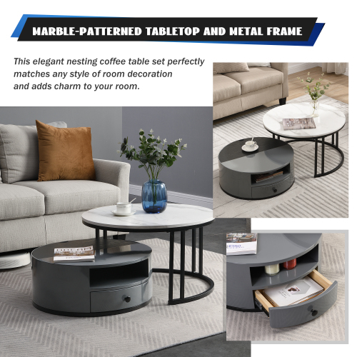 Set aus zwei eleganten, zusammensetzbaren Couchtischen-OKWISH