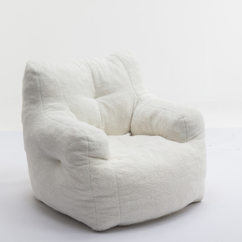 Soft Tufted Foam Bean Bag Chair With Teddy Fabric