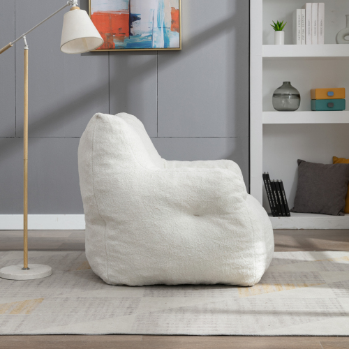 Soft Tufted Foam Bean Bag Chair With Teddy Fabric