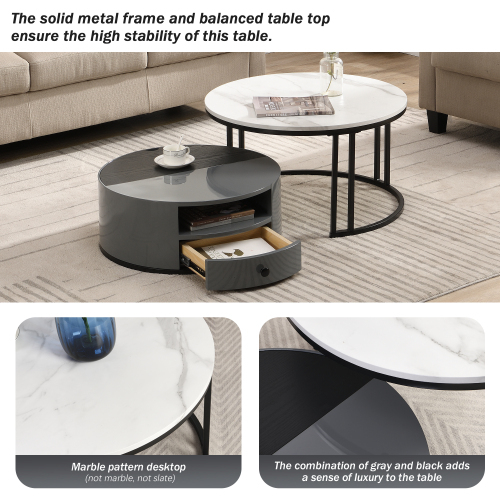 Set aus zwei eleganten, zusammensetzbaren Couchtischen-OKWISH