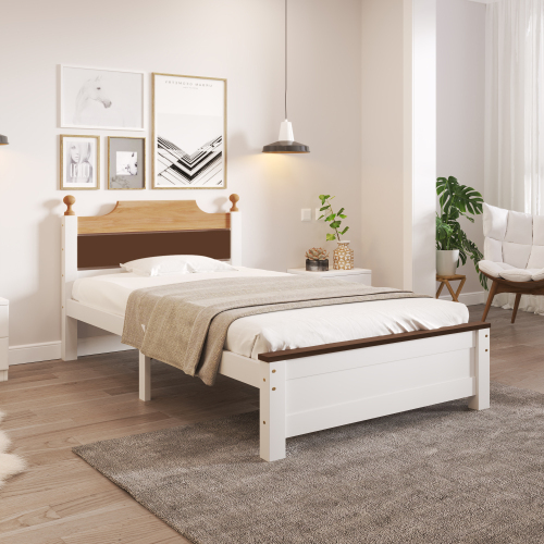 Doppelbett mit Rahmen aus Kiefernholz-OKWISH