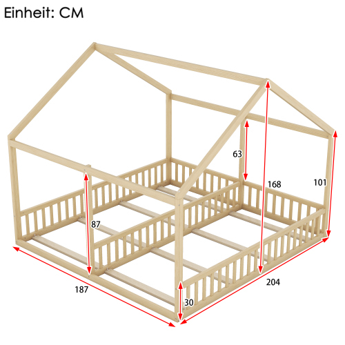 90 x 200 Einzelbetten, flache Betten, Hausmodelle, 2-in-1-Betten