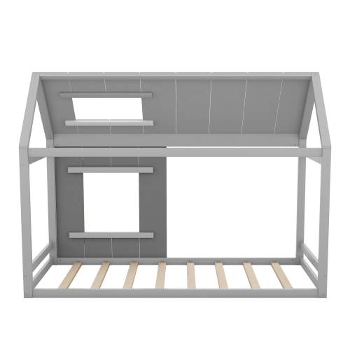 90 x 200 Kinderbett, Kinderbett in Hausform, Einzelhaus-Flachbett mit Dach und Fenster