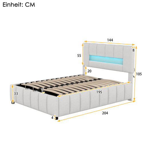 Modernes Doppelbett mit gepolstertem Bettrahmen-OKWISH