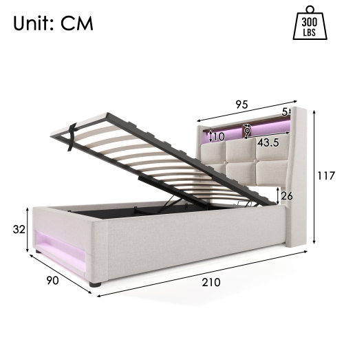 Bett mit Metallrahmen aus Leinen-OKWISH