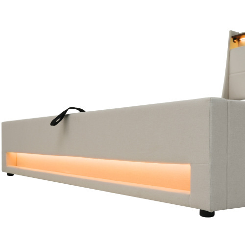 Bett mit Metallrahmen aus Leinen-OKWISH