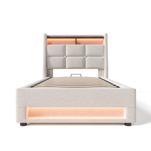 Bett mit Metallrahmen aus Leinen-OKWISH