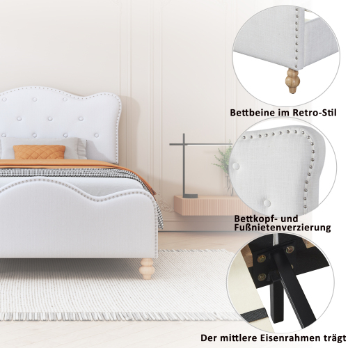 Hautfreundliches Kinder-Polsterbett aus Leinen-OKWISH