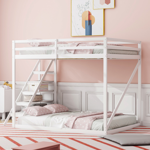 Kinderbett Hochbett 140x200 mit Sicherheitsleiter, Etagenbett aus Massivholz mit Lattenrost geeignet