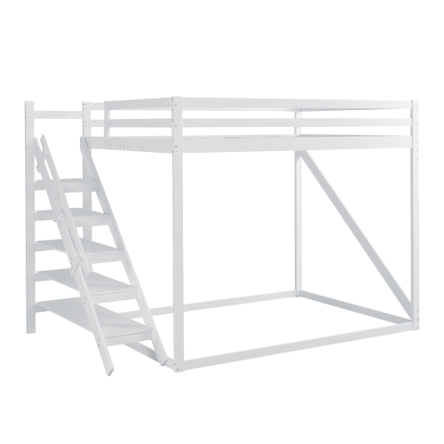 Kinderbett Hochbett 140x200 mit Sicherheitsleiter, Etagenbett aus Massivholz mit Lattenrost geeignet