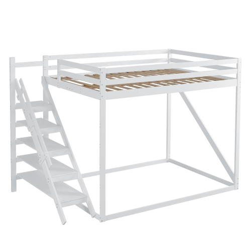 Kinderbett Hochbett 140x200 mit Sicherheitsleiter, Etagenbett aus Massivholz mit Lattenrost geeignet