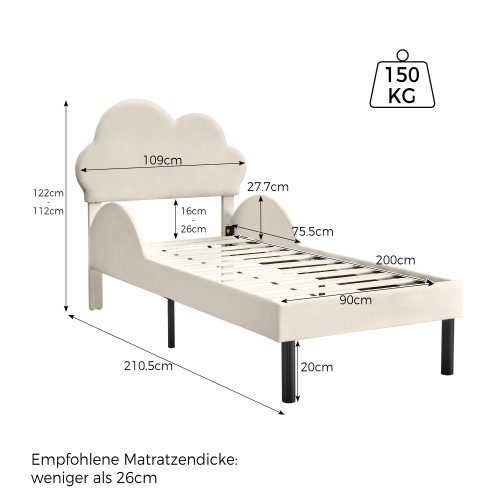 Luxuriöses, mit Samt gepolstertes Bett-OKWISH