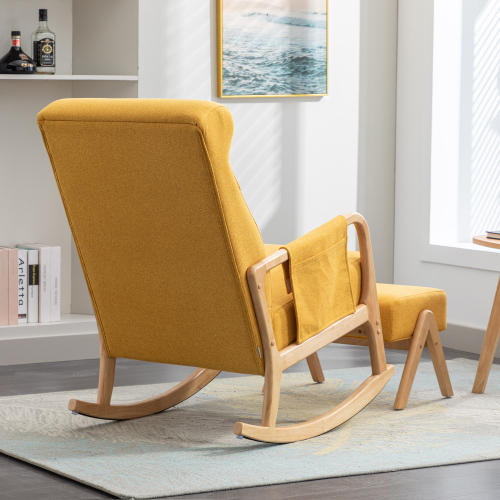 COOLMORE living room Comfortable rocking chair with ottoman 