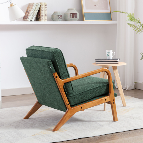 COOLMORE Wood Frame Armchair, Modern Accent Chair Lounge Chair for Living Room 