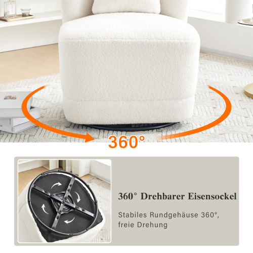 360° drehbarer Freizeitstuhl aus Teddy-Samt-OKWISH