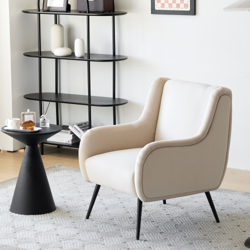 Lässiger Wohnzimmerstuhl aus Samt mit hoher Rückenlehne im modernen Stil-OKWISH
