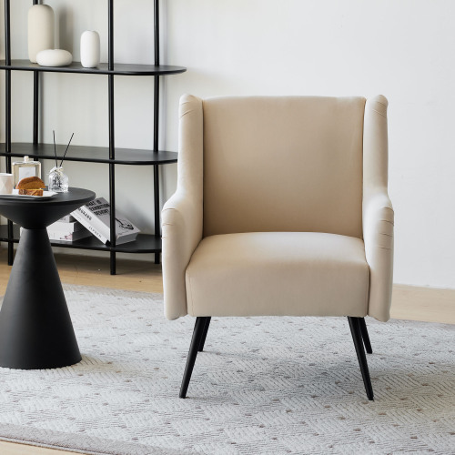 Lässiger Wohnzimmerstuhl aus Samt mit hoher Rückenlehne im modernen Stil-OKWISH
