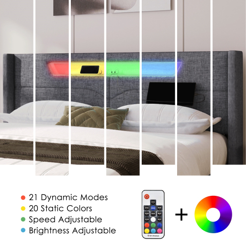 Bett mit Leinenpolsterung-OKWISH