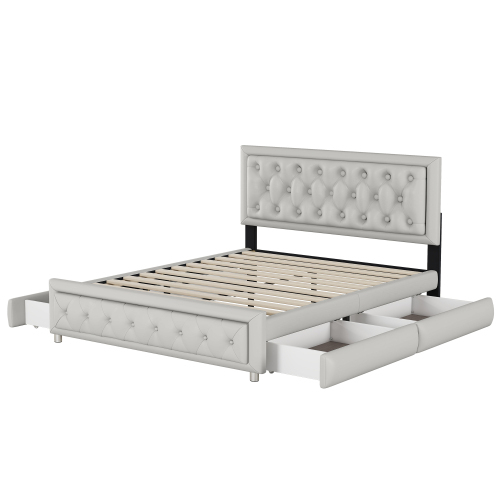 140 x 200 Polsterbett, Polsterbett mit 4 Schubladen, Stauraumbetten Bettgestell