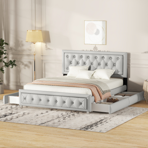 140 x 200 Polsterbett, Polsterbett mit 4 Schubladen, Stauraumbetten Bettgestell