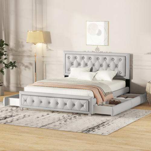 140 x 200 Polsterbett, Polsterbett mit 4 Schubladen, Stauraumbetten Bettgestell