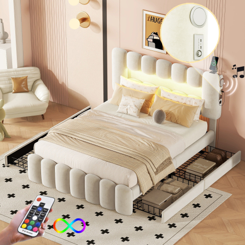 Polsterbett mit USB und Stereoanlage-OKWISH