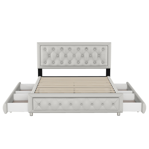 140 x 200 Polsterbett, Polsterbett mit 4 Schubladen, Stauraumbetten Bettgestell