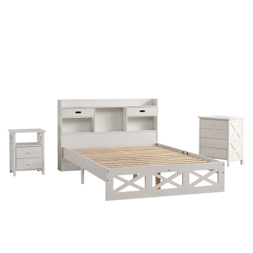 Holzpritschenbett mit Aufbewahrungsfunktion-OKWISH