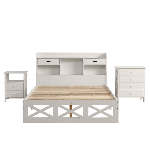 Holzpritschenbett mit Aufbewahrungsfunktion-OKWISH